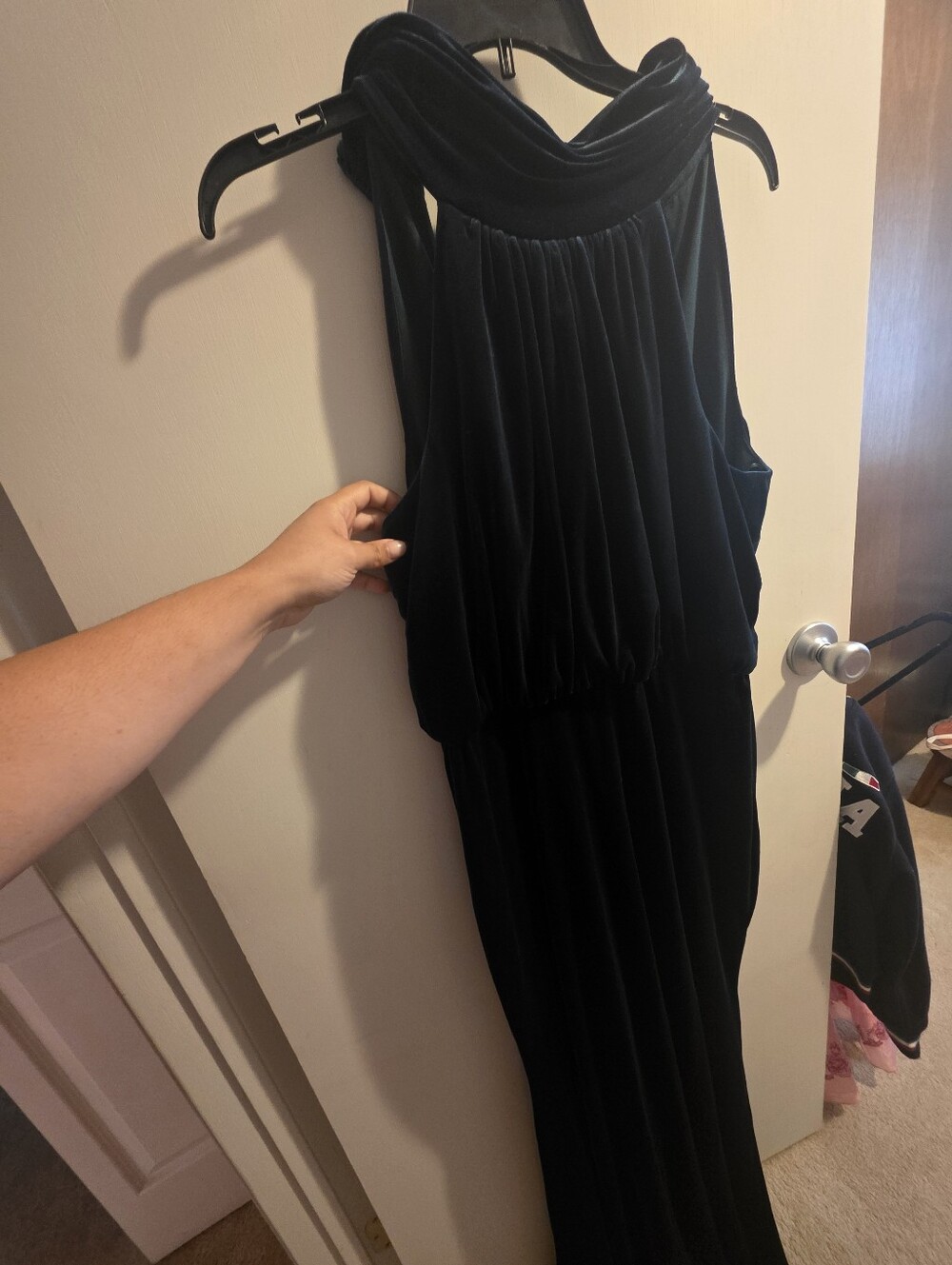 Eliza J Black Velvet Halter Maxi Dress